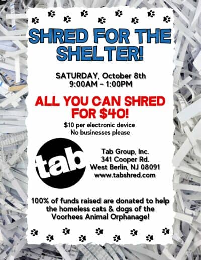 Shred for the Shelter @ TAB Shredding | Berlin Township | New Jersey | United States