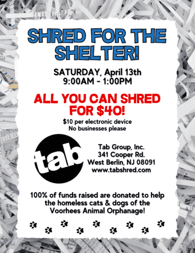 Shred for the Shelter! @ TAB Shredding | Berlin Township | New Jersey | United States